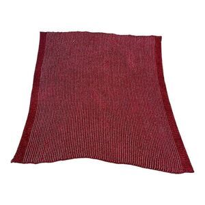 Nicole Miller Artelier Red And Silver Woven Knit CrochetSoft Throw Blanket SEE
